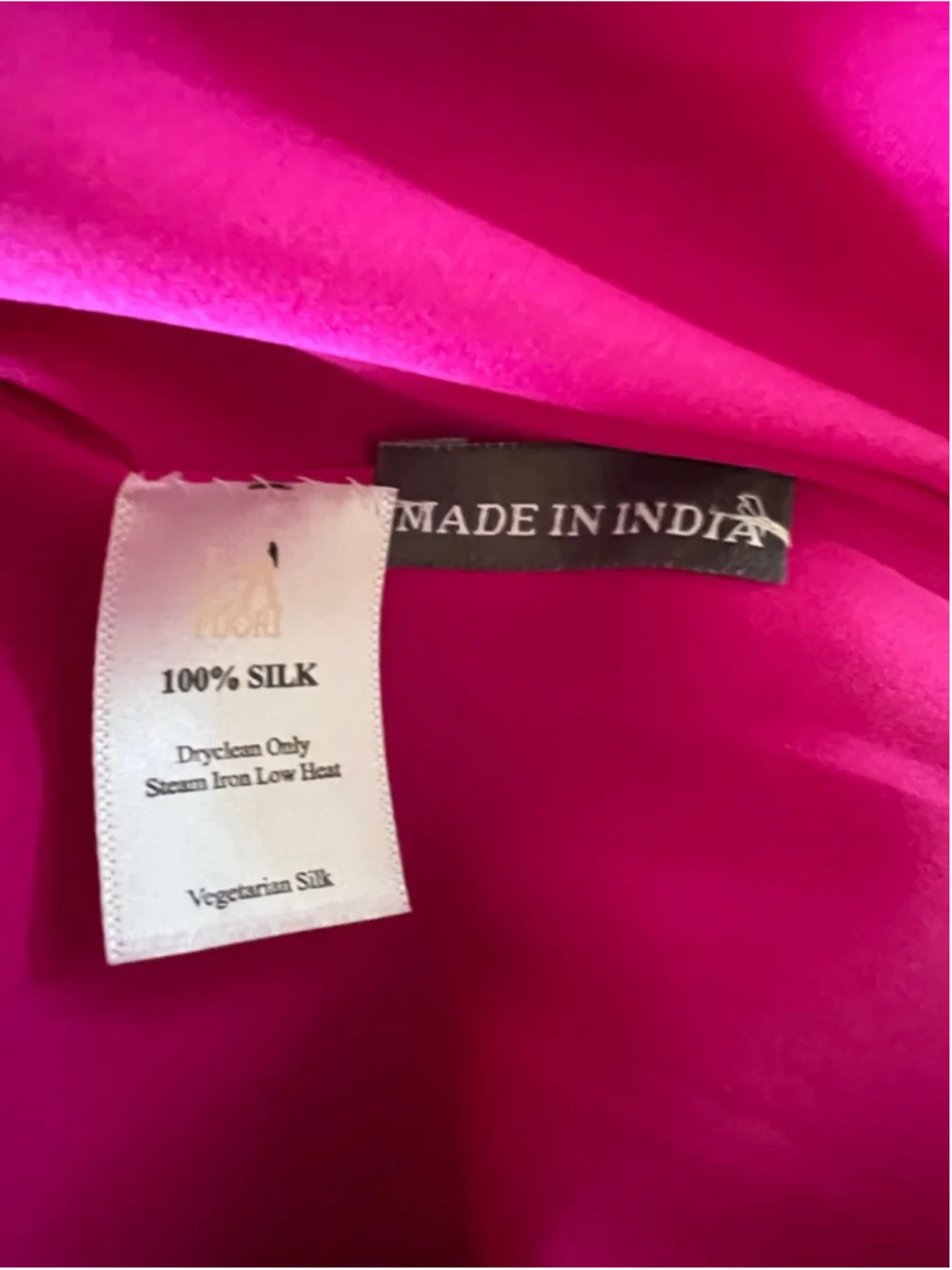 NWT LA FUORI Fuchsia Pink Floral Silk Kaftan M